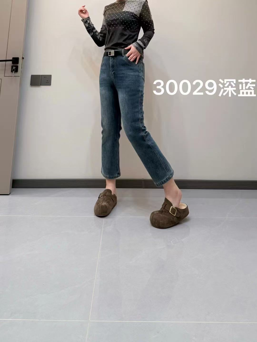 【10.19慧姐大码女装】2025新款加厚绒牛仔裤子LL琳30029-
