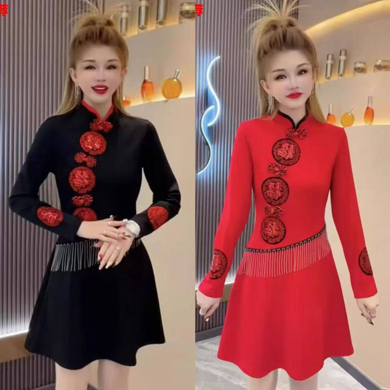 【12.10慧姐大码女装】2025新款重工连衣裙PNM9219-