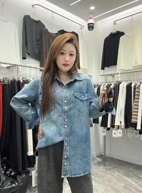 【12.18慧姐大码女装】2025新款牛仔衬衫MM玛28859-