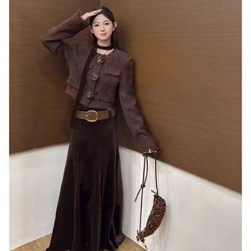 【11.14慧姐大码女装】2025新款小香风棉服套装XQGG9829