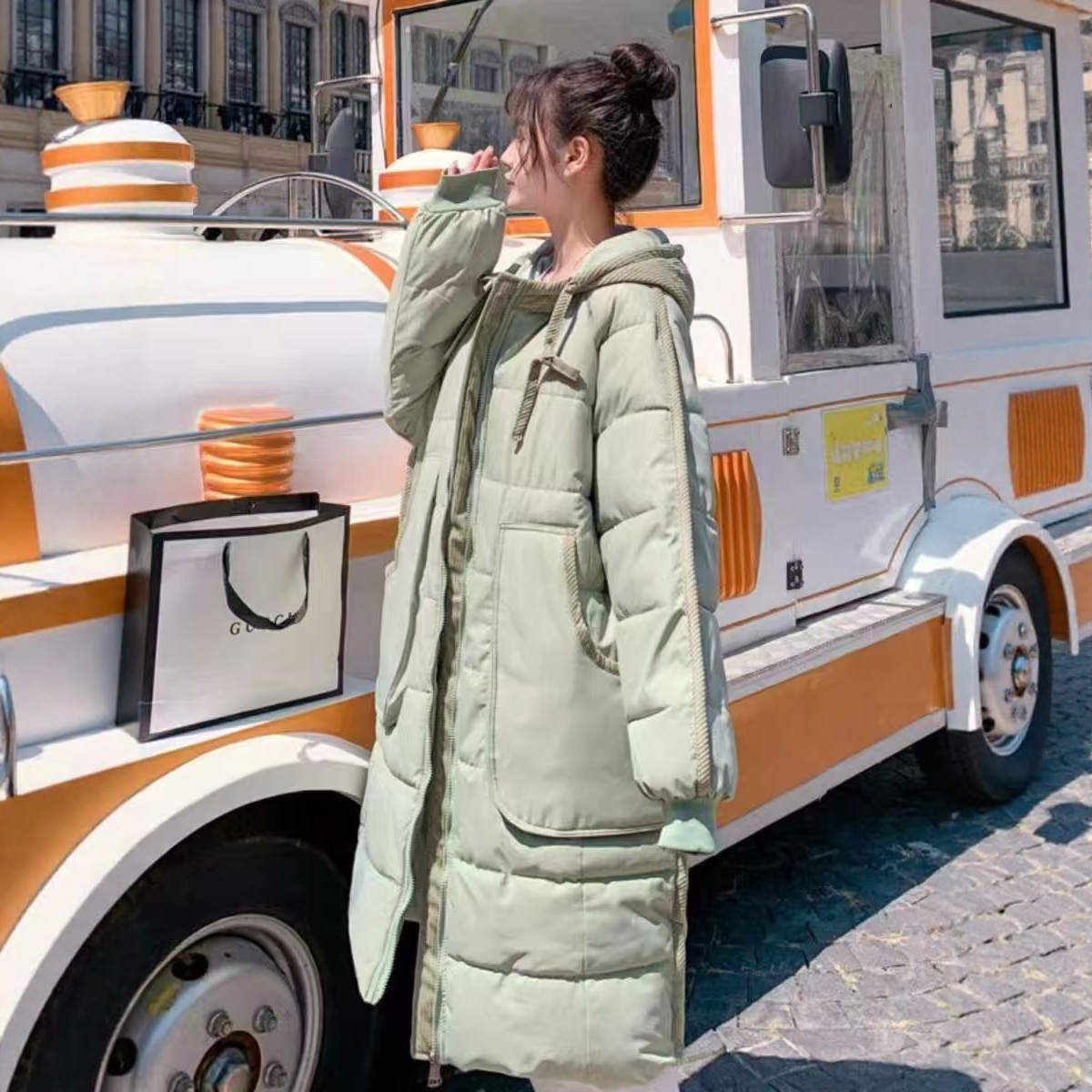 【10.19慧姐大码女装】2025新款大长款棉服外套FY8808-