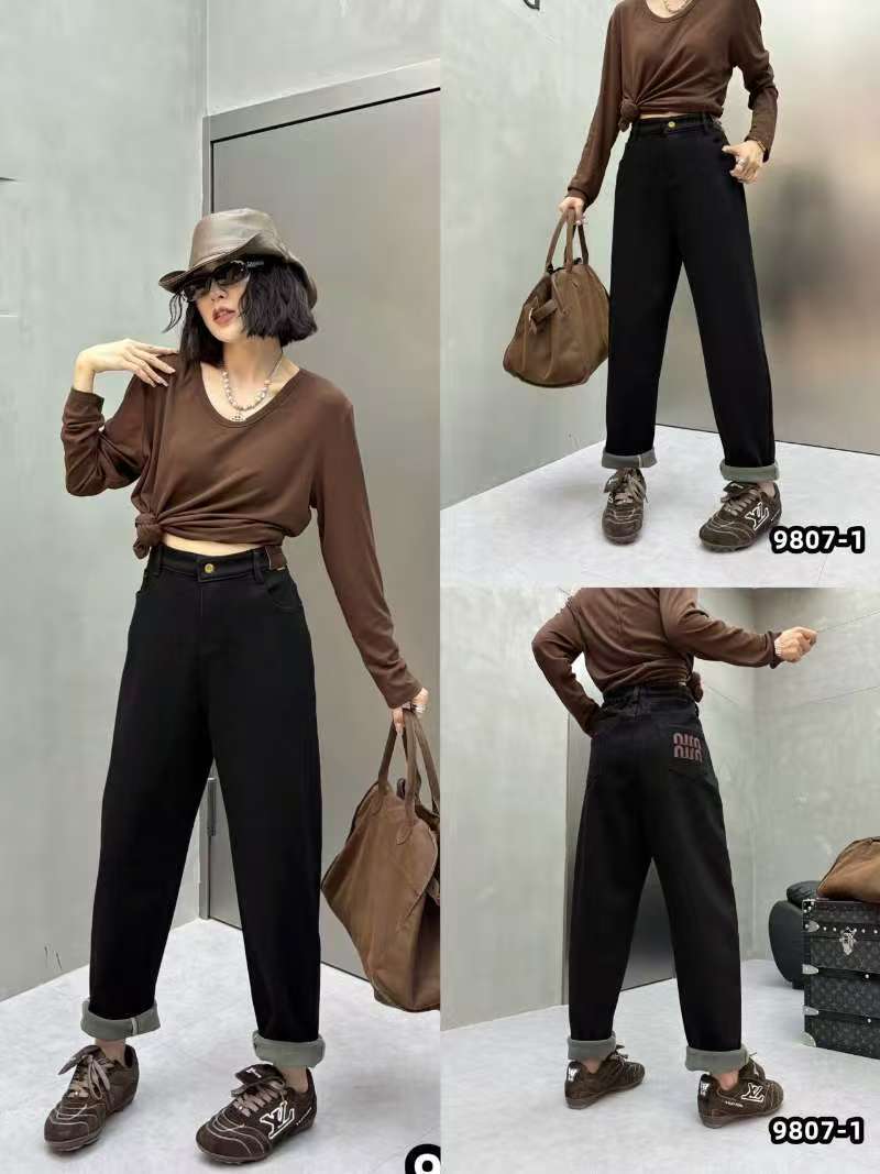 【10.29慧姐大码女装】2025新款加绒牛仔裤子NN9807