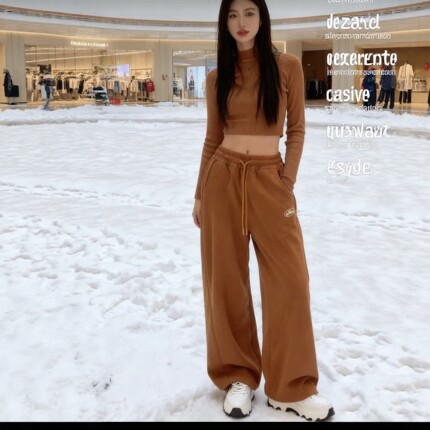 【11.2慧姐大码女装】2025新款加绒弯刀裤子SSDK8805