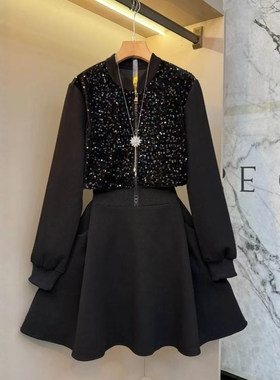 【12.2慧姐大码女装】2025新款亮片连衣裙MG2569-