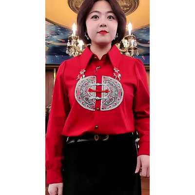 【1.2慧姐大码女装】2025新款国风衬衫上衣PYY缘88103-