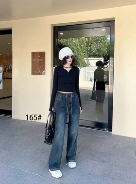 【11.12慧姐大码女装】2025新款加绒牛仔裤子CCJ165-