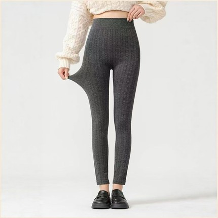 【11.27慧姐大码女装】2025新款300g麻花提花加绒裤子TTJ823-