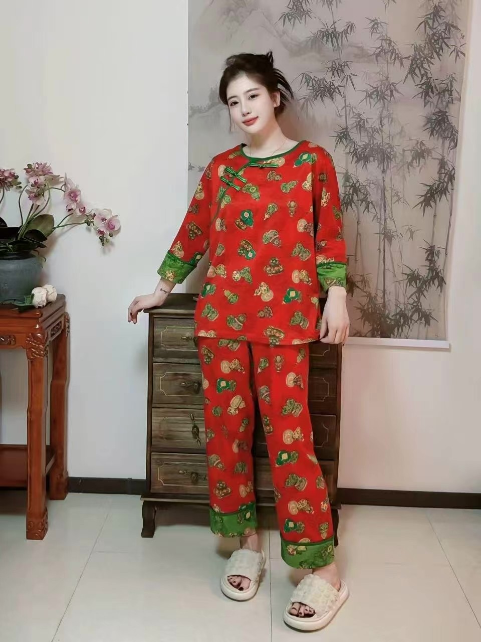 【12.3慧姐大码女装】2025新款彩棉睡衣套装YMR571-2-,女装/女士精品,大码羽绒服,淘宝优惠券,粉丝福利购,淘宝优惠卷