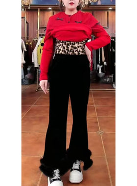 【12.18慧姐大码女装】2025新款毛毛边裤子YNF6687-