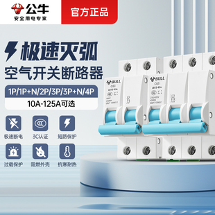 公牛2P空气开关c63a家用塑壳1p电闸1p加n空开32a小型断路器开关