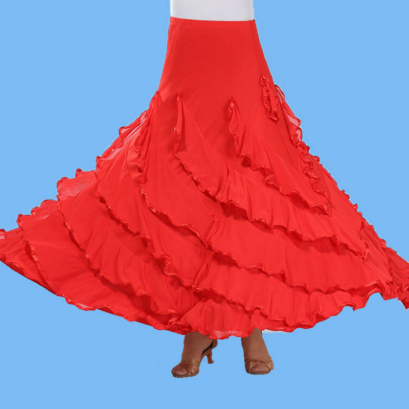 高腰显瘦国标交谊舞大摆半身裙