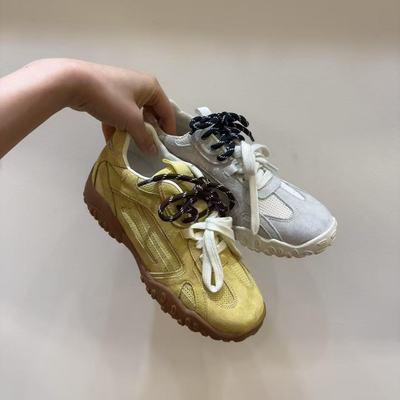 芭蕾少女双系带真皮银色德训鞋