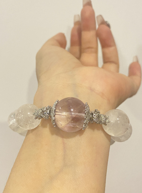 【紫鸢】天然水晶大珠子甜妹风蝴蝶结手串九紫离火甜酷风手链