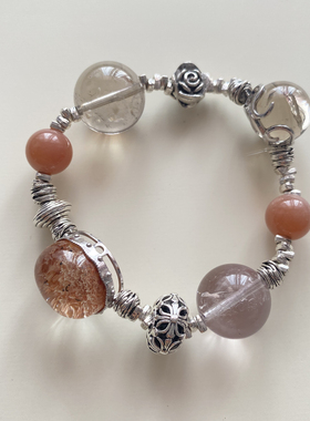 孤品干枯玫瑰粉幽灵手串玻利维亚紫水晶魔晶宙斯银手链阿赛橙月光