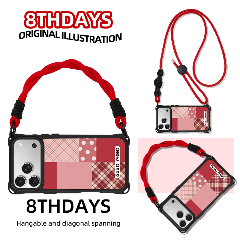 适用苹果17挂绳斜挎手机壳皮纹