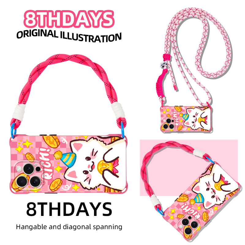 适用苹果17带挂绳新款猫咪手机壳