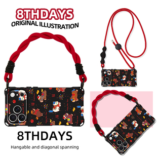 小马贺新年手机壳原创适用苹果17promax挂绳斜挎16高级15红黑14秋冬款 13腕带手提华为pura80小米15女款