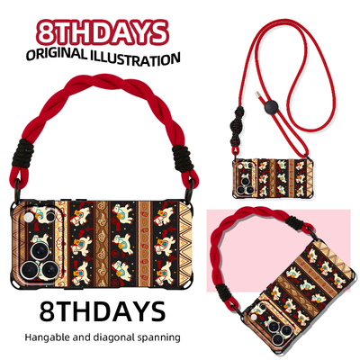 适用苹果17红新款挂绳小马手机壳