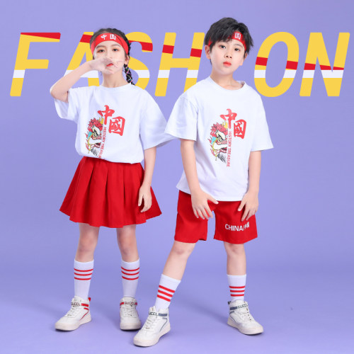 儿童啦啦队演出服运动会开幕式服装中小学生班服草原小骏马筷子舞