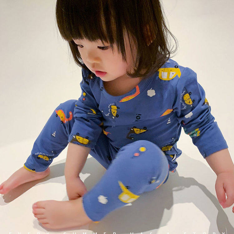 CHILDRENS SPRING AND AUTUMN UNDERWEAR COTTON SUIT BABY GIRL COTTON HOME WEAR TWO-PIECE SET GIRLS PAJAMAS AUTUMN CLOTHES WARM CLOTHES