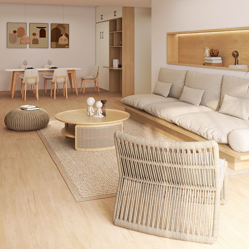 柔光天鹅绒原木风木纹瓷砖750x1500卧室客厅仿实木地板砖