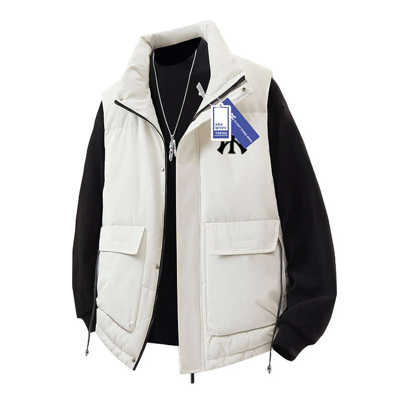 奥莱羽绒马甲男式冬季大口袋宽松白鸭绒坎肩保暖防风立领外套马夹