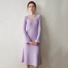 u领羊绒针织喇叭袖连衣裙2025新款流行爆款女装羊毛BM KT6168