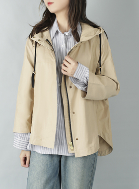 ARTIN徕倩连帽风衣外套女2024年秋季新款休闲显瘦短外套CO5268