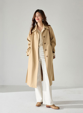 2025秋季透气亚麻人棉老钱经典版型垂顺时髦单品风衣SH CO7001