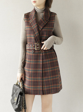 ARTIN徕倩2023秋冬新款格纹双面羊毛宽松马甲外套  VS963