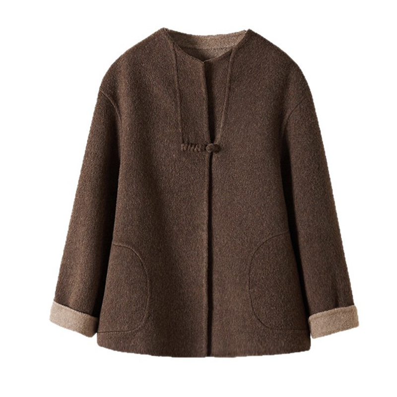 国风盘扣双面呢羊毛大衣