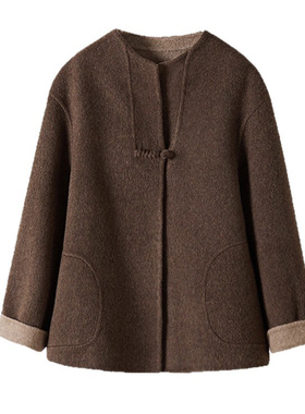 徕倩2025秋冬新款女装国风盘扣双面呢羊毛大衣女宽松 ZJ CO6992