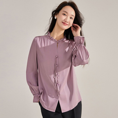 新款木耳领衬衫女轻奢高级感