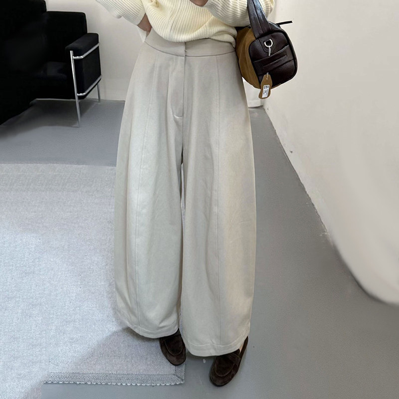 徕倩2025新款秋冬加厚抓绒弯刀裤时髦百搭阔腿裤长裤SH PT7013,女装/女士精品,大码裤装,淘宝优惠券,粉丝福利购,淘宝优惠卷