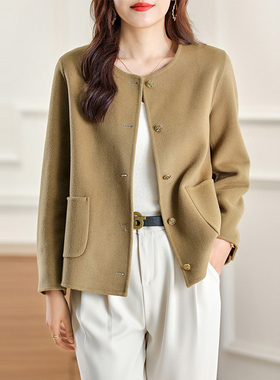 徕倩2024冬季新款双面呢短款100羊毛双面绒大衣小个子BM CO6904