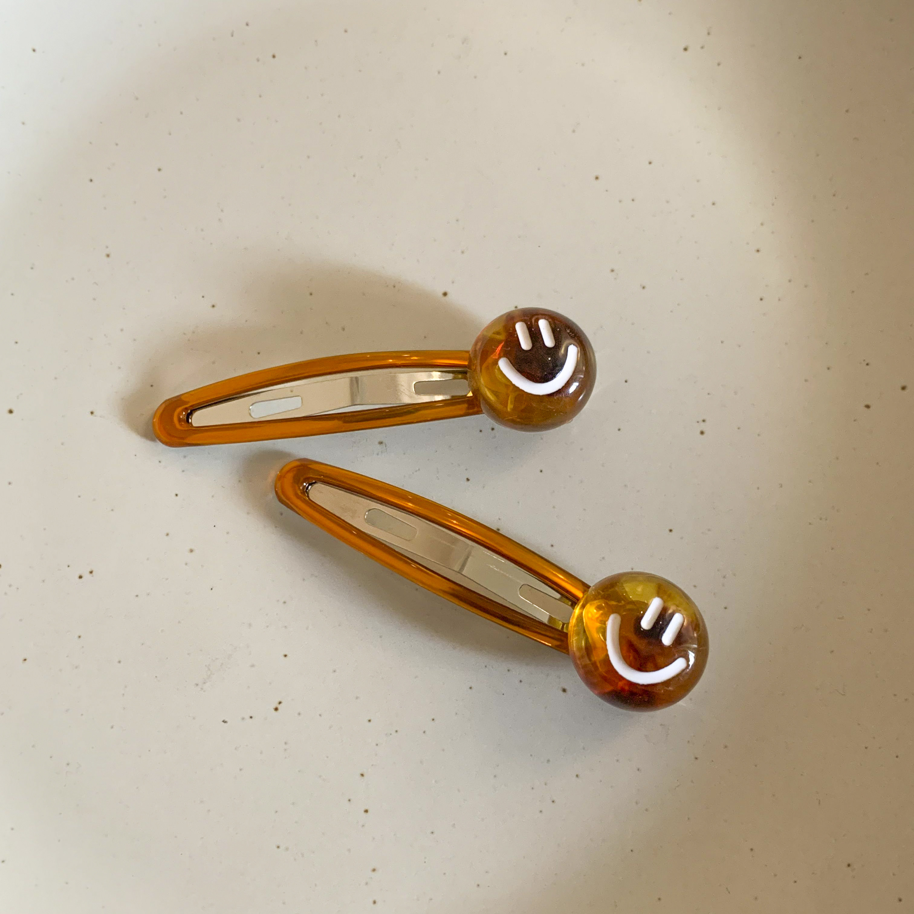 韩系琥珀色笑脸BB夹女可爱果冻小球水滴刘海头饰简约侧边碎发发卡