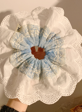 绝美蓝色晕染蕾丝大肠发圈女高级感气质头饰发绳扎头发超大新款