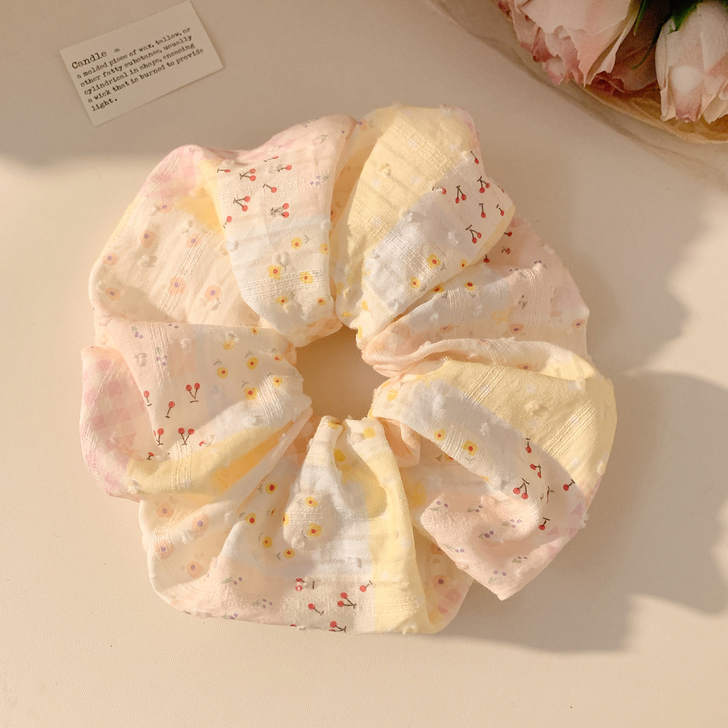 可爱黄色小碎花大肠发圈女慵懒风百搭头绳发饰扎头发超大号春季,饰品/流行首饰/时尚饰品新,发饰,淘宝优惠券,粉丝福利购,淘宝优惠卷