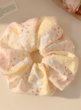 可爱黄色小碎花大肠发圈女慵懒风百搭头绳发饰扎头发超大号春季