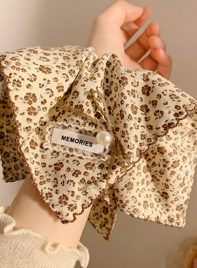 复古小碎花方巾大肠发圈女高级感春夏季头饰发绳扎头发方形超大