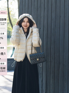 apipedream如一梦 排骨带帽90白鸭绒羽绒服女冬季外套/粉雾岛屿