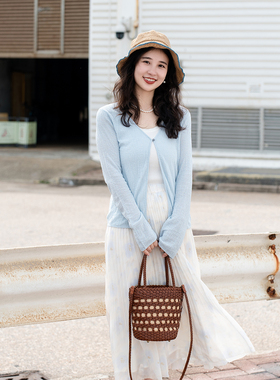 apipedream如一梦 亚麻天丝防晒针织开衫披肩长袖空调衫/晴风云游