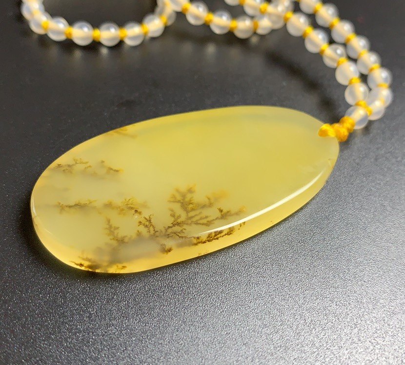 收藏品质云南黄龙玉水草花无事牌山水意境冰种项链吊坠男女款包邮