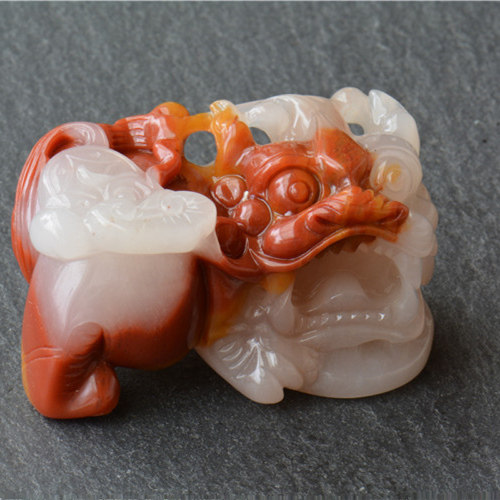 云南天然黄龙玉霸王貔貅吊坠手把件手工精雕阴阳眼招财守财貔貅