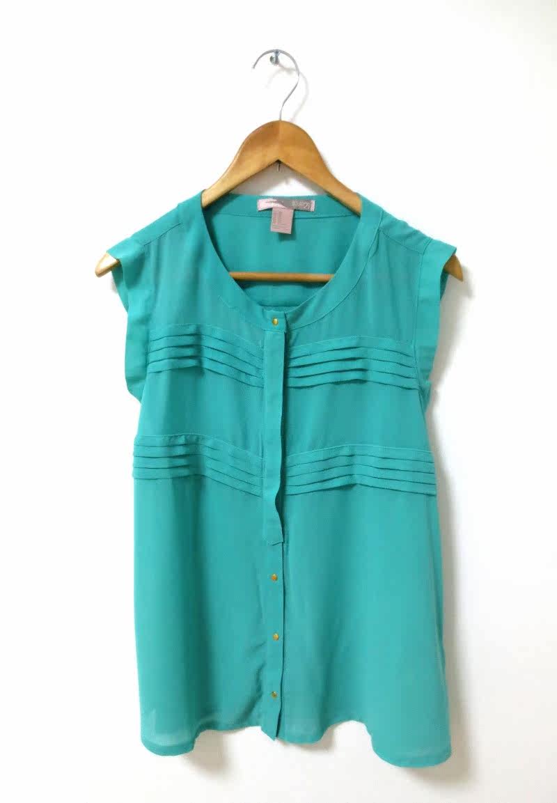 气质通勤中长款女衬衫雪纺衫 宽松开襟无袖上衣夏装新款0093 - 风景线外贸服装出品