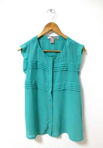 气质通勤中长款女衬衫雪纺衫 宽松开襟无袖上衣夏装新款0093