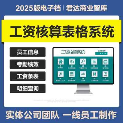 2025企业工资薪酬核算管理excel表格系统人事财务自动个税工资条