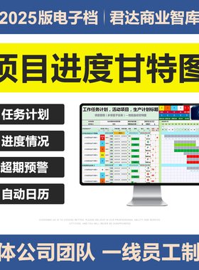 2025项目进度管理甘特图Excel表格系统进度追踪生产活动任务计划
