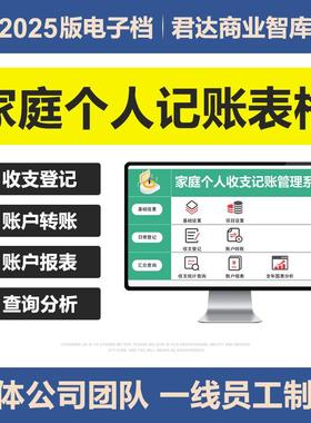 2025年家庭记账excel表格个人收支明细年度花销记账本版模板系统