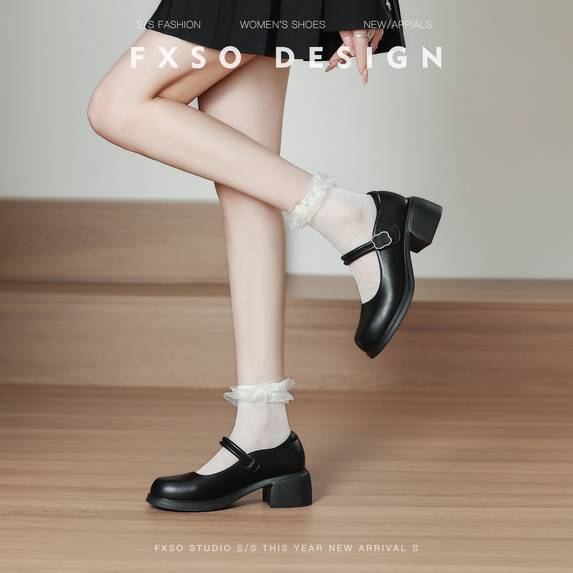 新款羊皮浅口玛丽珍女夏季